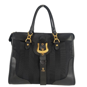 FENDI Fendi Fendi handbag in Pacan canvas and black leather