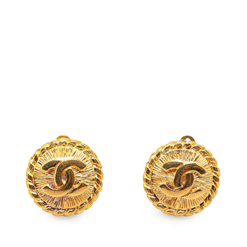 CHANEL Gold Plated CC Clip On Earrings Costume Earrings