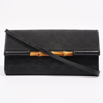 Gucci Bamboo Clutch Black Canvas