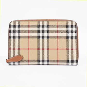 Burberry Check Travel Wallet Archive Beige Canvas