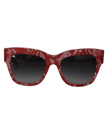 Dolce & Gabbana Women's Red Lace Acetate Rectangle Shades DG4231 Sunglasses