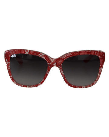 Dolce & Gabbana Women's Red Lace Acetate Rectangle Shades DG4226F Sunglasses