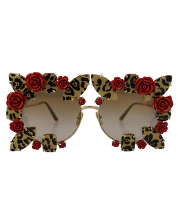 Dolce & Gabbana Women's Gold Metal Frame Roses Embellished DG2207B Sunglasses