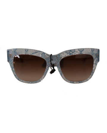Dolce & Gabbana Women's Blue Lace Acetate Rectangle Shades Sunglasses