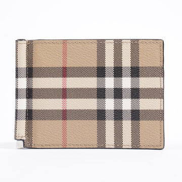 Burberry Check Money Clip Wallet Archive Beige Coated Canvas