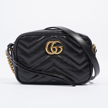 Gucci GG Marmont Matelasse Black Leather Mini