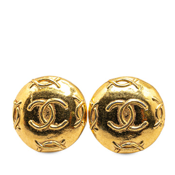 CHANEL Gold Plated CC Clip On Earrings Costume Earrings