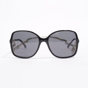 Chanel Square Sunglasses With Chain Black Acetate 57mm 17mm