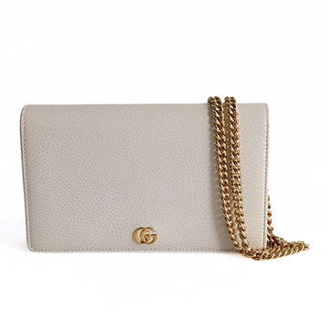 GUCCI GG clutch bag in ivory leather with chain