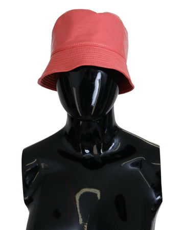 Dolce & Gabbana Women's Peach Quilted Faux Leather Bucket Cap Hat