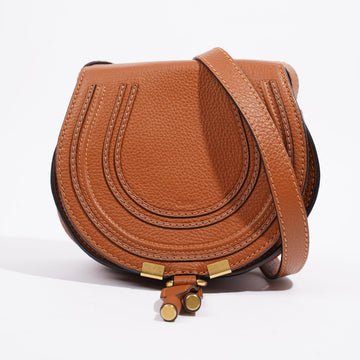 Chloe Marcie Saddle Bag Tan Calfskin Leather Small