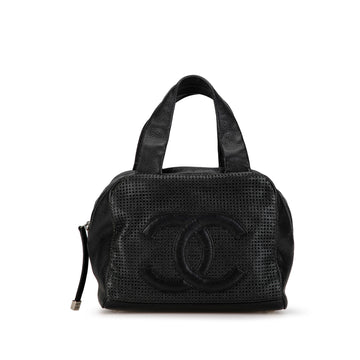 CHANEL CC Perforated Caviar Bowler Bag