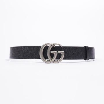 Gucci GG Marmont Belt Black / Silver Buckle Grained Leather 90cm 36