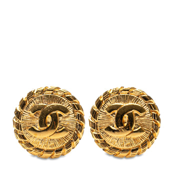 CHANEL Gold Plated CC Clip on Earrings Costume Earrings