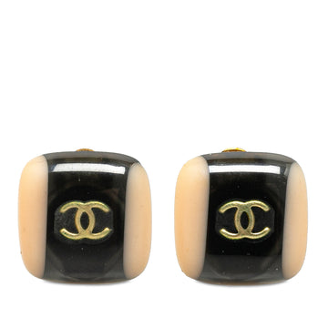 CHANEL CC Resin Square Clip On Earrings Costume Earrings