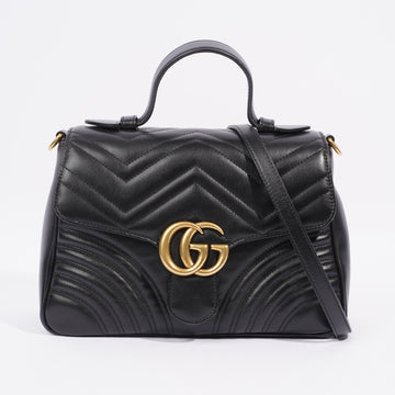 Gucci GG Marmont Top Handle Black Matelasse Leather Small