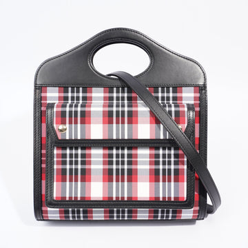 Burberry Mini Pocket Red And Black Check Leather