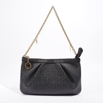 Fendi Zucchino Pochette Black Coated Canvas