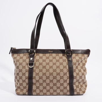 Gucci Abbey GG Tote GG Supreme / Brown Leather Canvas