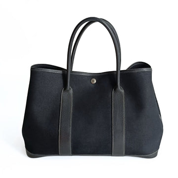 HERMES Hermes Hermes Garden Party handbag in black canvas and leather