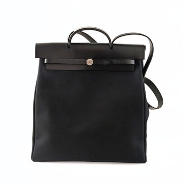 HERMeS Hermes Herbag MM Toile Officier shoulder bag in black