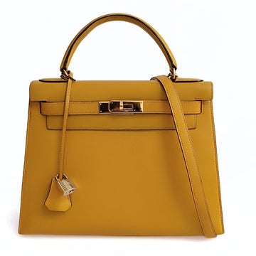 HERMeS Hermes Kelly 28 shoulder bag in Courchevel yellow gold leather