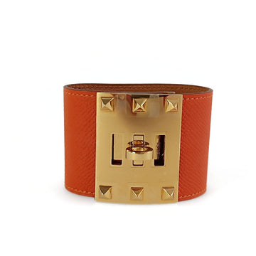 HERMeS Hermes Collier de Chien bracelet in orange Epson leather