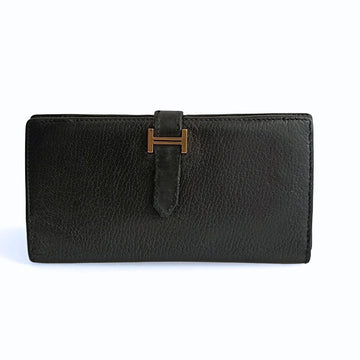 HERMeS Hermes vintage Bearn Soufflet wallet in black leather