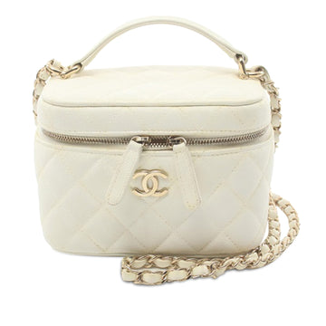 CHANEL CC Quilted Caviar Top Handle Vanity Case Satchel