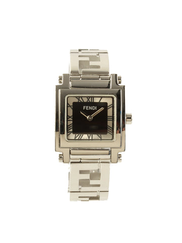 FENDI Square Face Logo Bracelet Watch Silver