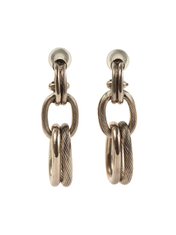 HERMES Chain Swing Earrings Silver