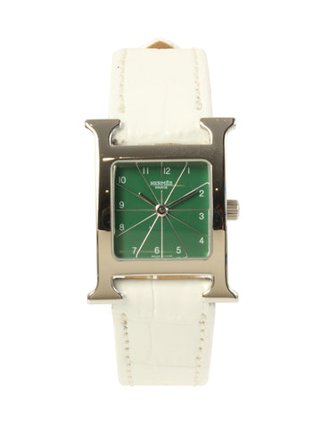 HERMES H Watch Silver/White/Green