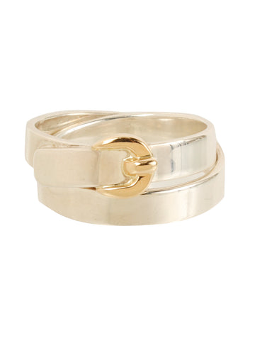 HERMES Double Tour Ring Silver/Gold