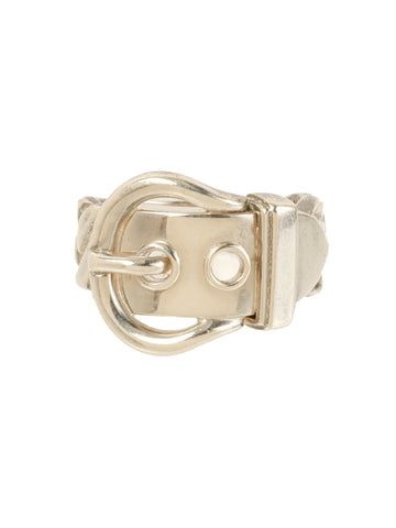 HERMES Buckle Sellier Ring Silver