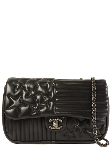 CHANEL Around 2014 Made Star Turn-Lock Chain Bag Black