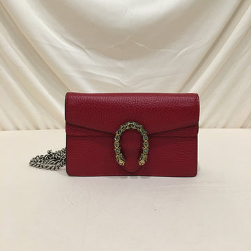Gucci Red Calfskin Super Mini Dionysus Chain Crossbody Bag Sku# 73856