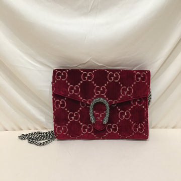 Gucci Red Velvet Small Dionysus Chain Shoulder Bag Sku# 73819