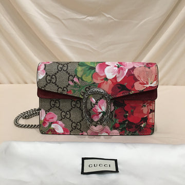 Gucci Floral Super Mini Dionysus Chain Crossbody Bag Sku# 73857