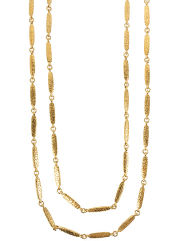 CHANEL Logo Plate Long Necklace Gold