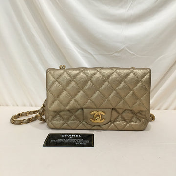 Chanel Gold Caviar Single Flap Shoulder Bag Sku# 73849