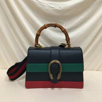 Gucci Tricolor Calfskin Bamboo Dionysus Top Handle Bag Sku# 73829