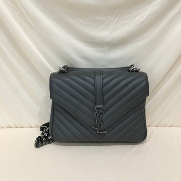 Yves Saint Laurent Grey Leather Medium College Shoulder Bag Sku# 73820