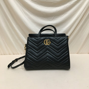 Gucci Black Leather Marmont 2Way Bag Sku# 73878