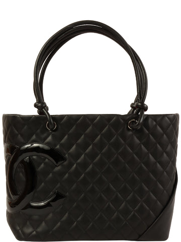 CHANEL Around 2005 Made Cambon Tote Bag Black