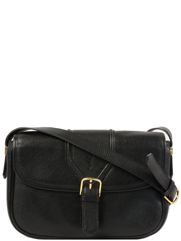 YVES SAINT LAURENT Logo Embossed Shoulder Bag Black