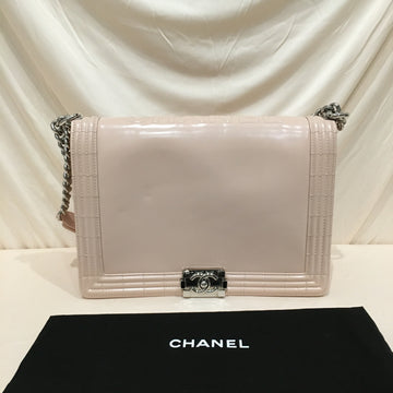 Chanel Light Pink Patent Large Boy Shoulder Bag Sku# 73881