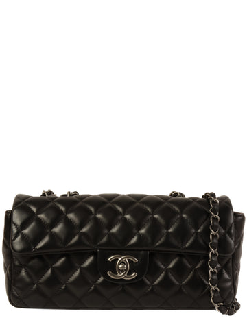 CHANEL Around 2008 Made East West Chain Bag Black