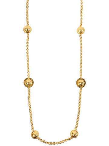 CELINE Star Motif Round Logo Necklace Gold