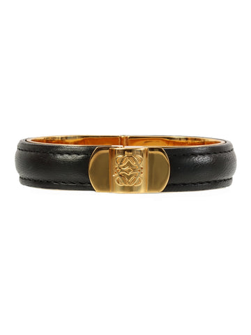 LOEWE Leather Anagram Bangle Black/Gold