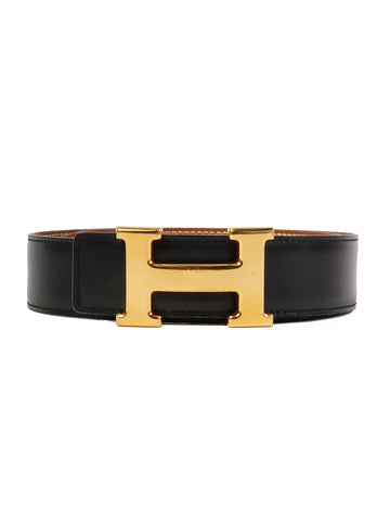 HERMES 1996 Made Constance Belt Black/Gold